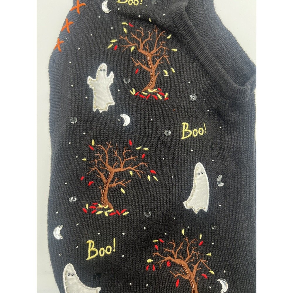 Vintage 90s Basic Editions embroidered Halloween Knit Sweater Vest Grannycore L - Picture 10 of 11